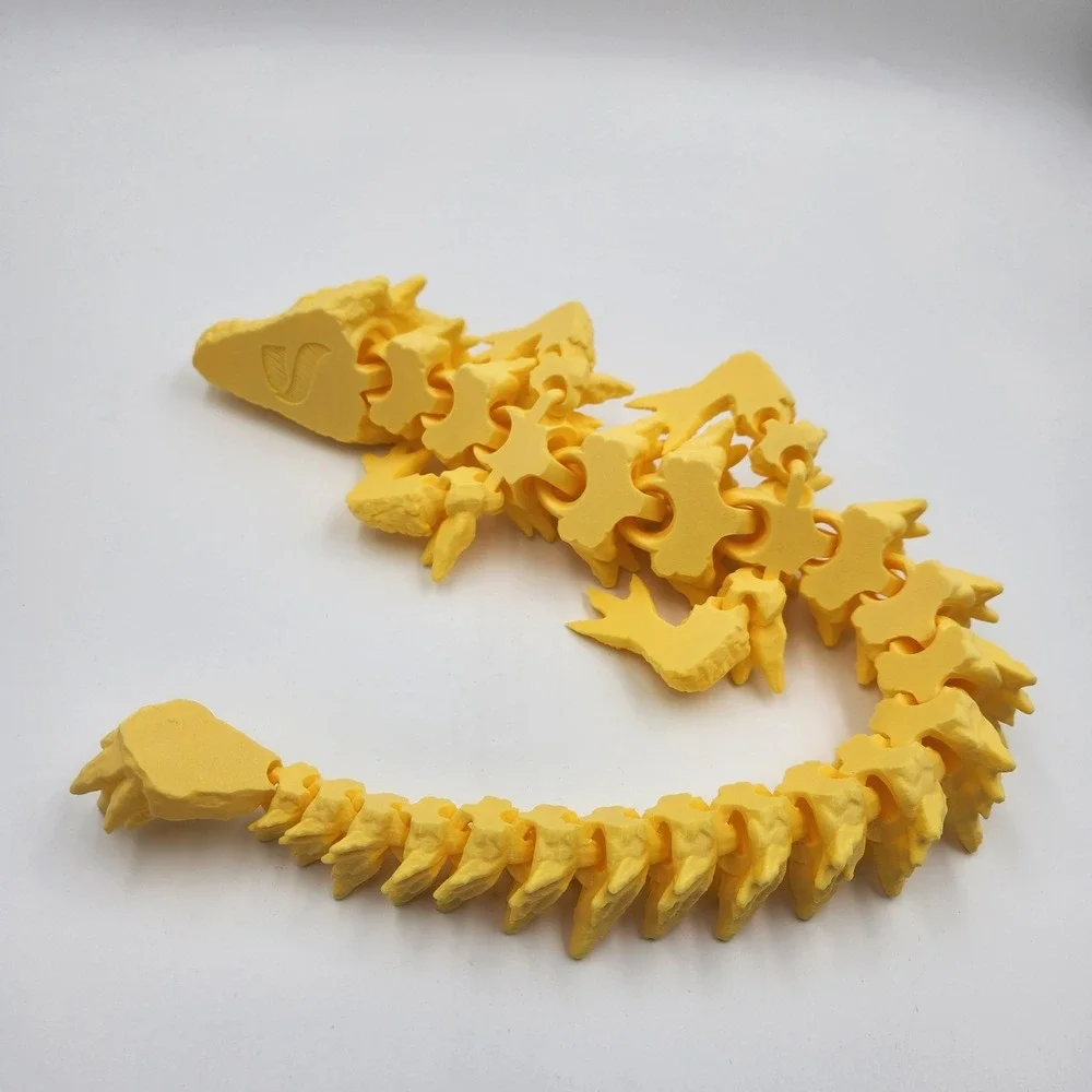 3D Printed Articulated Rock Dragon Toy Fantasy‎ Fun Display Large Movable Yellow